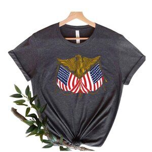Patriotic American Eagle and Flag T-Shirt, Vintage USA Flag Tee, Independence Da
